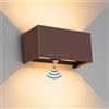 Klighten Lampada da esterno,24W Applique da Parete con sensore di movimento per luci esterni/interni Lampada da parete con fascio regolabile IP65 Impermeabile 3000K,Rosso Ruggine