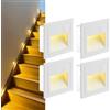 SUBOSI 3 W Applique da incasso a parete, IP65 impermeabile luci per scale quadrate, bianco caldo in alluminio, applique con scatola da incasso, 230 V, illuminazione da parete in alluminio, scala da incasso,