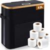 OUSFOT Cestino per Carta Igienica, 32L Porta Carta Igienica Cesto Portaoggetti con Coperchio per 12 Rotoli di Carta Igienica Organizer Bagno Nero