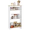 WOLTU Carrello da Cucina a 3 Ripiani, Scaffale Stretto con Ruote Bloccabili e Maniglia, Carrellino Salvaspazio Multiuso in Legno e Metallo, Rovere Chiaro + Bianco