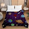 Surwin Copriletto Trapuntato Bambini Stampa di Pianeta 3D per Primavera e Estate Copriletto Singolo Matrimoniale Trapunta in Microfibra Leggero Lavabile in Lavatrice (130x150cm,Sistema Solare)