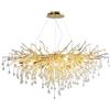 HMASNSEIY Lampadario moderno in cristallo, illuminazione rettangolare con rami dorati, grande lampada a sospensione per isola da cucina, con gocce di pioggia smerigliate, per soffitti alti, sala da pr