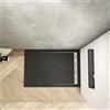 AICAit Piatto Doccia Nera Ruvida Rettangolare 70x80x3cm in Pietra Vulcanica e Resina Mista Ultraslim con Scarico Sifone Piletta