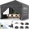 Devoko Gazebo Pieghevole 3x3|Gazebo Esterno|Gazebo da Giardino Regolabile in Altezza|telo Gazebo 3x6 Impermeabile Protezione UV 50+|Gazebo con 6 Pareti Laterali,Grigio