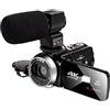 QZCX Videocamera Digitale, Videocamera 4K 4 8MP. Videocamera video digitale for registratore vlog WI-FI Videocamera da touch screen di camme da notte(Standard,Cam Mic)