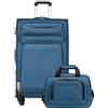 COOLIFE Valigia Trolley da Viaggio, 4 Ruote, Bagaglio a Mano con Serratura TSA, Borsa a Tracolla (Blu + Argento, 80cm)