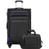 COOLIFE Valigia Trolley da Viaggio, 4 Ruote, Bagaglio a Mano con Serratura TSA, Borsa a Tracolla (Nero+Blu, 80cm)