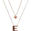 Bronzallure Collana Donna Graduata placcata Oro 18k - Collana Doppio Filo con Iniziale E e Cuore - Gioielli Made in Italy - Idea Regalo Compleanni, Anniversari, Festa Donna, Festa Mamma