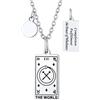 Suplight Collana Tarocchi Arcani Maggiori Ciondolo Tarocchi Immagine Il Mondo Collana Carta Tarocchi Portafortunato Acciaio Inossidabile Ciondolo Carte dei Tarocchi Amuleto per Donna e Uomo