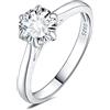 JewelryPalace 1ct Classic Anello Solitario Donna Argento 925 con Creato Moissanite, Diamante Simulato Anelli con Pietra Rotonda, Semplice Fedine Fidanzamento in Argento Set Gioielli Donna 10.5