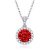 Dada Gioielli - Collana Rotondo 11mm Punto Luce Argento 925 Con Zirconi Brillanti Catenina 45+5cm (Rosso Rubino)