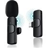 JUNLAI Microfono Lavalier senza fili per computer Android - Microfono di registrazione a condensatore omnidirezionale senza fili con interfaccia USB C per interviste video podcast Vlog YouTube