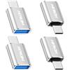 HOWJIM Adattatore da USB C a USB 4 Pezzi,Ricarica rapida 3A 100W,OTG 10Gbps Adattatore Type-C Maschio USB 3.2 Femmina per M-acBook Pro/Air Phone 17/16/15 Pad G-alaxy X-peria D-ell XPS S-urface Argento