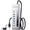 PULWTOP USB C Powered Hub, 11 in 1 USB Hub con SD/TF, 2*USB C 10Gbps, 4*USBA 5/10Gbps e 2 * 24/45W Type-C PD Charging Ports (Not Support Video), 72W Adapter Included