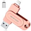 Vefsna MFi Certificazione Chiavetta USB 3.0 512GB per Apple, Lightning Memoria USB per iPhone, 3 in 1 Photostick Chiave USB Type C di Backup per iPhone,iPad, Android, Mac, PC Rosa chiaro