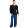 kolipajam Pigiama da uomo, 2 pezzi, pigiama da uomo, 100% cotone, con coulisse in vita, pantaloni in flanella con tasche, loungewear da uomo, Blu e nero a scacchi, M