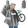 freemind Poncho antipioggia per bicicletta in materiali riciclati, per uomo e donna, impermeabile, antivento, traspirante, unisex, con riflettore, grigio, grigio., S