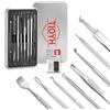 TIOYH Kit per la rimozione dei punti neri, estrattore di comedoni, rimuovi punti neri di alta qualità, rimuovi acne, set di pinzette con custodia in metallo (argento)