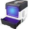 Willonin Lettiera per gatti autopulente, contenitore per lettiera per gatti sterilizzato ai raggi UV, con coperchio e paletta per lettiera, 48 x 35 x 36 cm, colore: nero