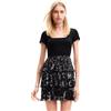 Desigual Abito Corto Nero San Francisco con Gonna a Balze 24SWVK23, Nero, S
