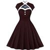 Vagbalena Abito da Donna a Pois tondi Swing Vestito Plissettato Abito da Cocktail Abito Anni '50 Abito da Donna Vintage Ritaglio a Pois Linea A Swing Abito al Ginocchio (Nero,M)