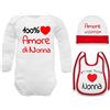 Corredino Neonato Regalo per Neonati Set 100% Amore di nonna con Body in Caldo Cotone, Cappello e Bavetta