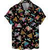 ACEPrints Divertenti camicie hawaiane da uomo Palm Beach camicie tropicali vacanze camicie O3, Nero anni '80, L