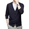 Generic Cardigan da uomo a maniche lunghe, 100% lana merino, lavorato a maglia, scollo a V, con bottoni, lavabile in lavatrice, Blu, L