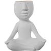 DRW Vaso da tavolo con figura di yoga in ceramica bianca sabbia e oro 25x13x27,5cm