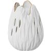 DRW Vaso da tavolo traforato in ceramica in bianco sabbia e oro 20x20x27cm