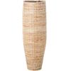 DRW Vaso da pavimento in metallo e decorato in vimini in naturale 29x29x93cm