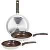 Tognana Sintonia, Set 3 Padelle Cm 20/24/28, Alluminio forgiato, beige