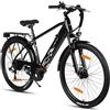 HILAND bici elettrica da 26 pollici, E-MTB con motore da 250 W, batteria da 36 V 10.4 Ah, freni a disco, e-mountain bike a 7 velocità per uomo e donna,Nero