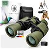 Birkental Binocolo per adulti 10x50 con accessori - Zoom HD, impermeabile, leggero, compatto - adatto anche per portatori di occhiali - ampio campo visivo - per la caccia, l'astronomia (verde)