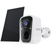 REIGY 4MP Telecamera WIFI Interno/Esterno Batteria Senza FIli, Videocamera Sorveglianza con Pannello Solare, Rilevazione di Movimento PIR, Audio a 2 Vie, IP65, Supporto 2,4GHz/5GHz