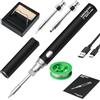 GOMETY Set di saldatore, saldatore a batteria USB, con 3 temperature regolabili, 330 ℃-450 ℃, 3 punte per saldatore, supporto per saldatore, filo per saldare, 8 - 10 W, portatile, sicuro e veloce