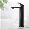 BOOXELY - Rubinetto per lavabo, nero alto, bagno, miscelatore per lavabo, rubinetti rettangolari da bagno, 295 mm, in acciaio inox