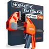 Presch Morsetto falegname 150mm - Forza di serraggio di 75 kg per un fissaggio immediato - Acciaio al carbonio e corpo rinforzato in fibra di vetro per massima stabilità - Con funzione divaricazione