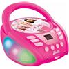Lexibook Mattel RCD109BB Barbie Lettore CD Bluetooth per bambini - portatile, effetti di luce multicolore, microfono, Aux-in Jack, AC o a batteria, Ragazze, Ragazzi, Rosa