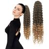 Ausing parrucca con banda elastica lunga onda riccia coda di cavallo parrucche 60cm festa quotidiana carnevale Ombre parrucche marrone e bionda