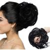 SEGO Chignon Capelli Finti Elastico Toupet Coda di Cavallo Extension Ricci Mossi Ondulati Parrucchino Hair Bun Scrunchie Updo Fermacoda 80g - Nero Scuro