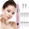 Vicloon Elettrico Dermapen Microneedling Professionale, Derma Penna con Schermo LCD e 6 Livelli incl. 12 pezzi Cartucce, Regolabile 0-2,5 mm (Rosa)
