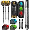 Harrows Supergrip Ultimate - Set di Freccette con Punta in Acciaio al tungsteno, con Custodia per Freccette Blaze da 22 g a 28 g, 20 Pezzi con Alette di Ricambio (24g)