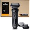 Braun Serie 5 Rasoio Elettrico Barba, Wet&Dry, Regolabarba Uomo, Rasoio Barba, 50 Min Di Utilizzo, +2 Accessori, Senza Fili, 100% Impermeabile, Regolabarba Braun, 52-N1650SI, Nero