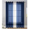 Surwin Tinta Unita Tende per Interni a Vetro Con Occhielli, 2 Pezzi Camera da Letto, Voile Semi Trasparenti per Cucina, Soggiorno 132x160cm, Blu Navy