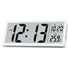 Lafocuse Orologio da Parete Digitale a Batteria Silenzioso, 8.5 Orologio da Tavolo con Numeri Grande, Calendario, Temperatura, Orologio Digitale per Cucina Soggiorno Camera da Letto Ufficio, Bianco