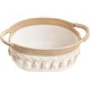 Naapesi Cestini Portaoggetti Intrecciato in Corda di Cotone, Cestino Portaoggetti Bagno, Cestino con Manico, Cestini in Tessuto per Camera da Letto Salotto Ufficio - 9.5in (bianco giallo)
