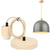 Ejoyous Lampada a Sospensione E27 in Legno, Portalampada con Cavo Regolabile in Altezza per Illuminazione Soffitto Soggiorno