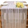 YUEXNKO Garza Runner da Tavolo, Runner da Tavolo in Perle 80 x 200cm, Runners da Tavola in Chiffon, Tovaglia in Tulle Perlato, per Matrimoni, Regali di Sposa, Archi, Runners da Tavola in Pizzo (Bianco)