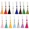 arrderly Confezione da 15 nappe mini, 15 colori, nappe fatte a mano con perline, nodo cinese per la creazione di gioielli, souvenir, segnalibro, accessori per il fai da te